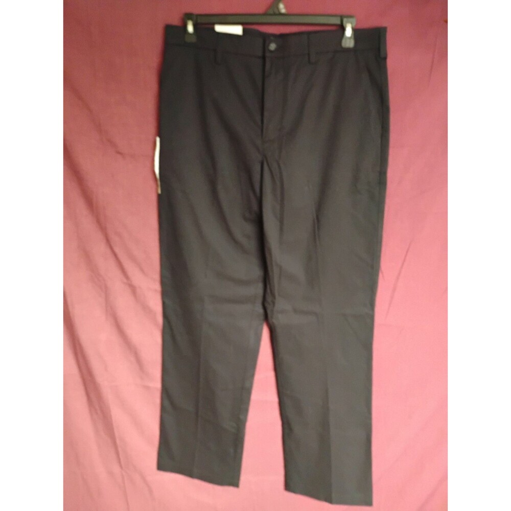 Croft Barrow Classic Fit Flat Front Mineral Black 36X34 Khaki Stretch Fabric
